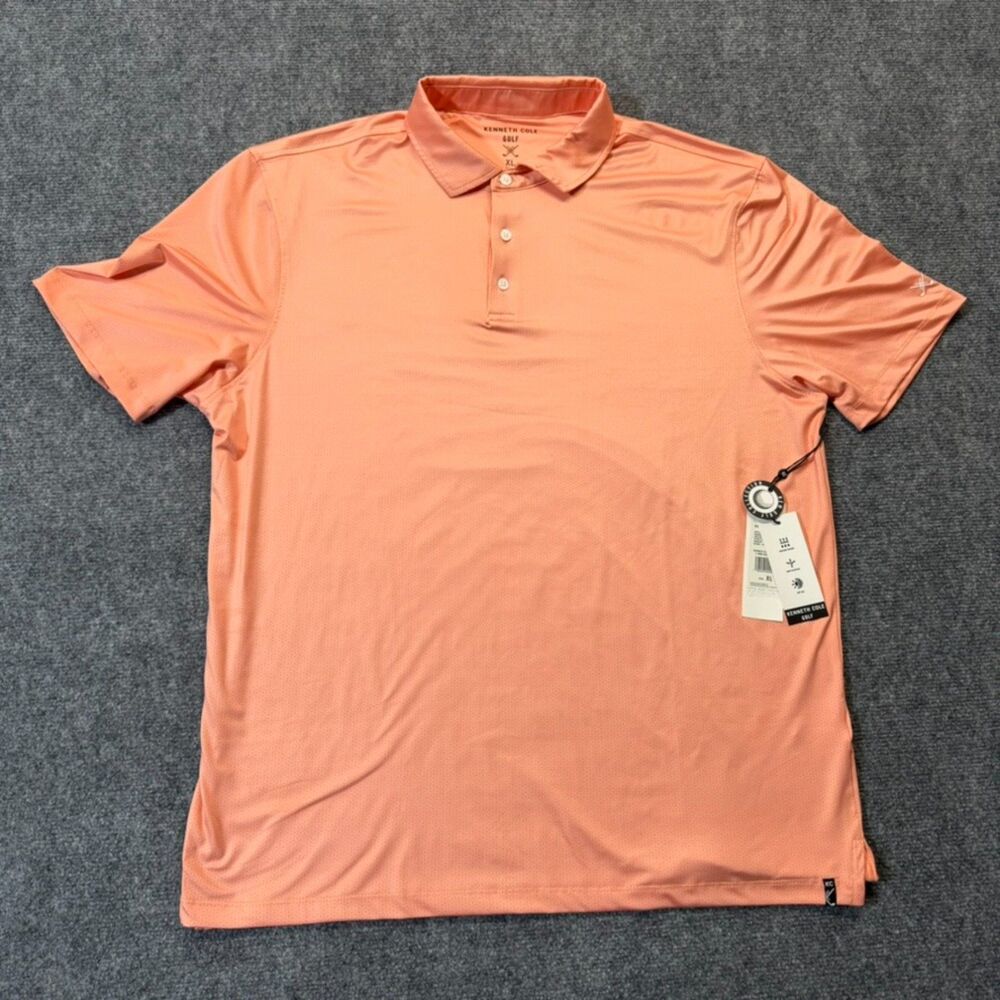 Kenneth Cole Golf Polo Mens XL Orange Pink UPF 50+ Performance Shirt NWT